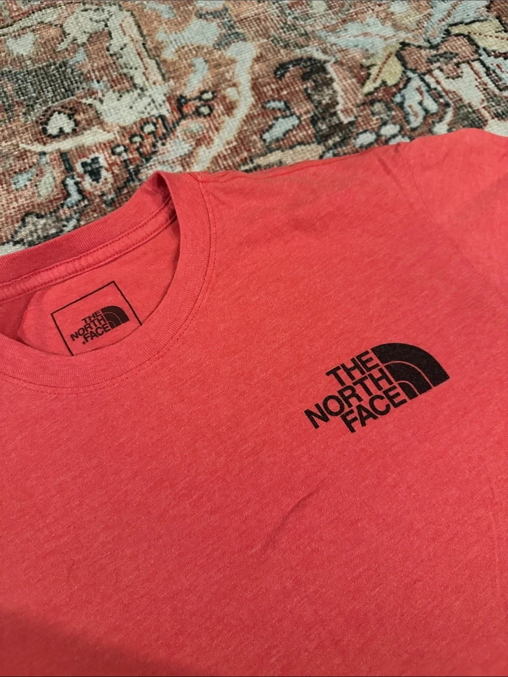 The North Face Men’s Coral-Red Logo Short Sleeve Tee Size Small